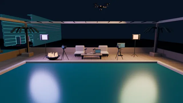 By the pool: Across the water